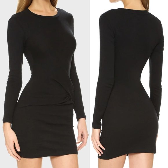 IRO Isabeli Dress Black Size M 100% Cotton Twist Front Light Sweater Knit $245 - Picture 3 of 15